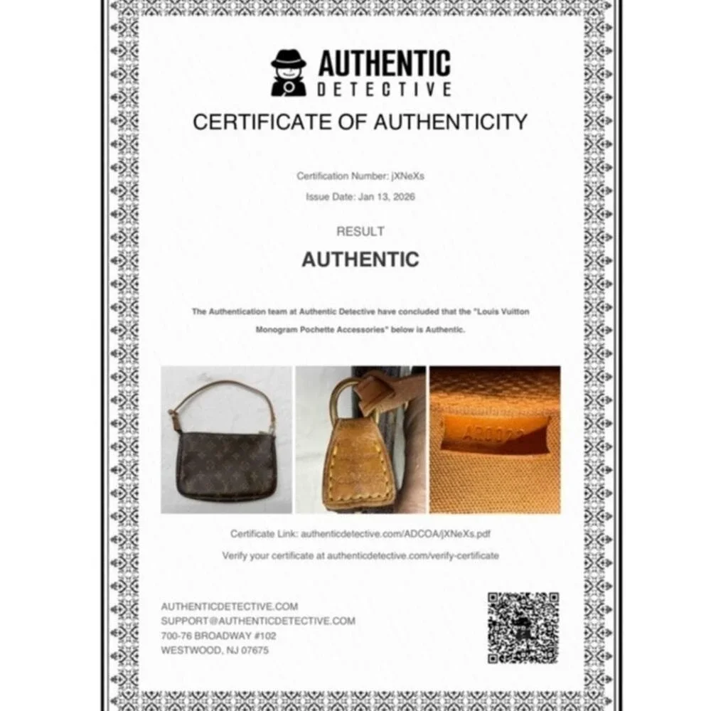 Louis Vuitton Monogram Pochette Accessories Brown Vachetta Strap
